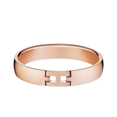 HERMES/爱马仕 经典Ever Héraklès系列 18K金玫瑰金镂空H结婚戒指H119851B