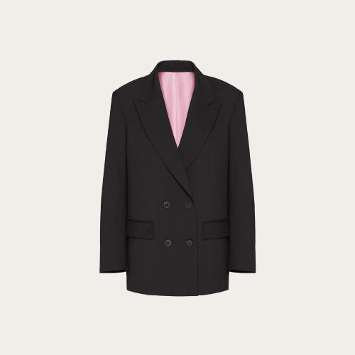 VALENTINO华伦天奴 22年春夏 女士 西服外套 BLAZER EN TECHNO TOILE VB0CE2A56DP0NO 预定商品1-3周发货