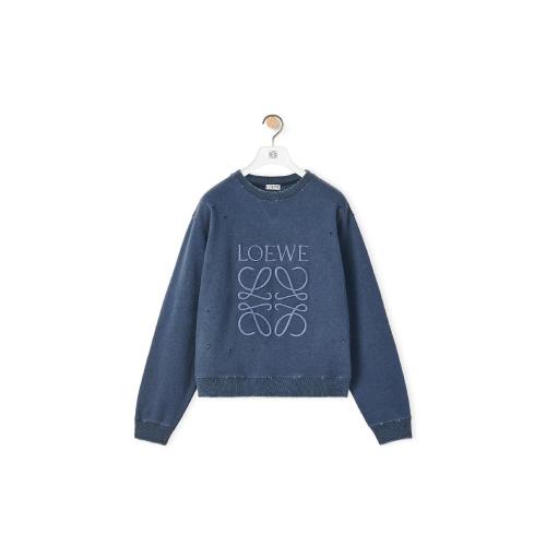  LOEWE罗意威 22年秋冬 女士 长袖衬衫 Distressed Anagram sweatshirt in cotton S359Y24X16-5