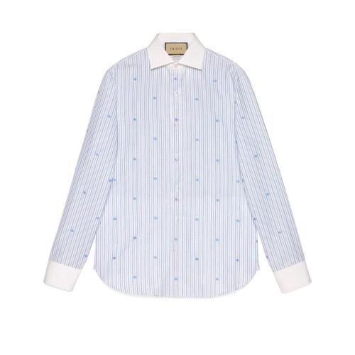  GUCCI古驰 22年秋冬 男士 棉质GG条纹衬衫 694240 ZAJB2 9192