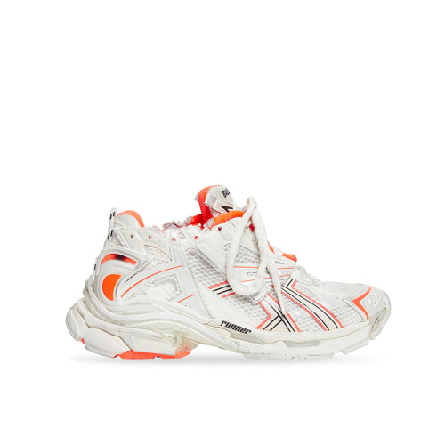 Balenciaga/巴黎世家 22年秋冬新款 男士荧光橙色/米白色纤维网布尼龙做旧运动鞋677403W3RBM9770