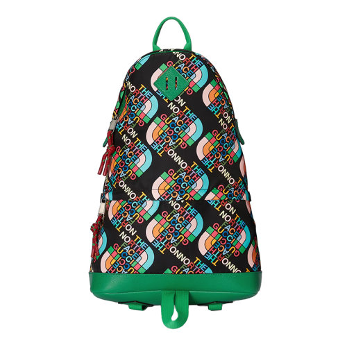 GUCCI/古驰 22新款北面联名系列 男士黑色/绿色尼龙配皮主题系列印花双肩背包650288UNHAN1164