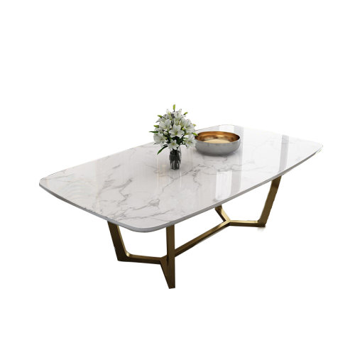 GeleiStory/GeleiStory 大理石餐桌长方形后现代简约小户型轻奢不锈钢家用{不含椅子}   家具家装＞餐厅家具＞餐桌