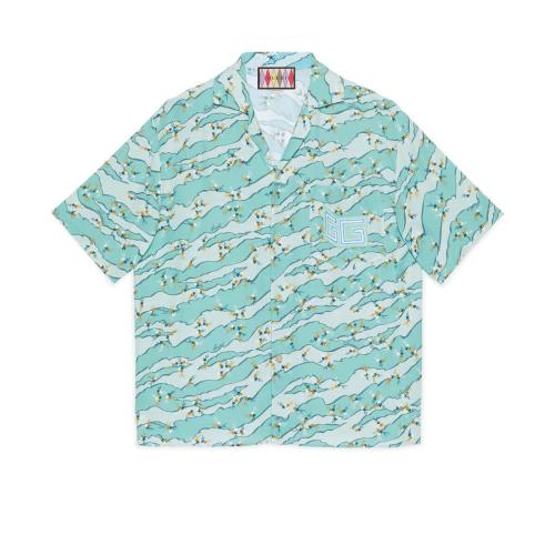  GUCCI古驰 22年秋冬 男士 Gucci Lovelight系列粘胶纤维保龄球衫 708377 ZAKEY 3874