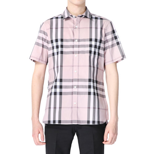 BURBERRY/博柏利男装 服饰 经典复古 蓝色 棉质格纹半袖 男士短袖衬衫 4008957