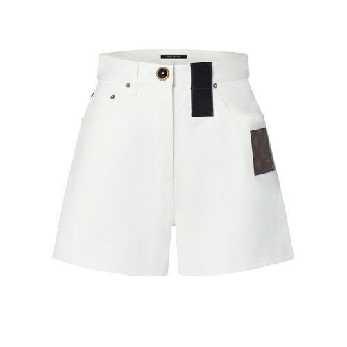 Louis Vuitton/路易威登 22年秋冬新款 女士白色纯棉丹宁面料贴饰牛仔短裤1AA83Y