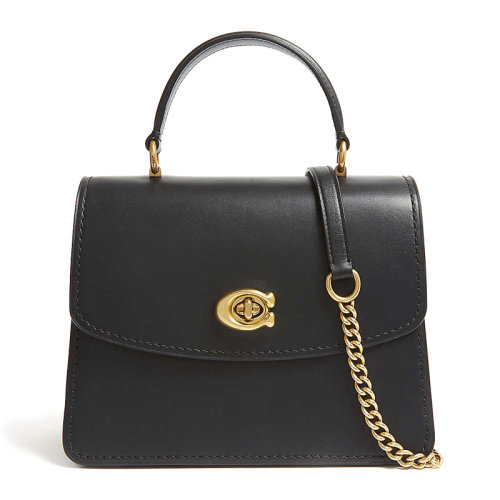 COACH/蔻驰 (专柜) 黑色皮革女士手提包单肩包斜挎包