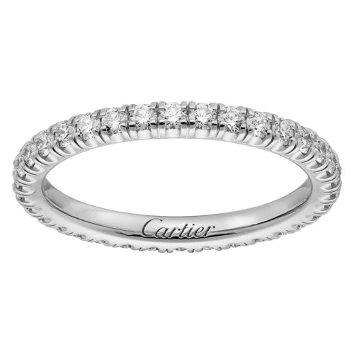 CARTIER/卡地亚  étincelle de Cartier系列 18K金白金镶嵌38颗钻石 简约排钻结婚求婚订婚戒指  B4077900