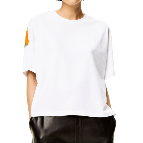 LOEWE/罗意威 22年秋冬新款 女士白色/多色棉质真丝混纺纯棉鹦鹉印花T恤S359Y22X21-2016