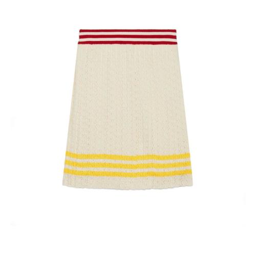  GUCCI古驰 22年秋冬 女士 adidas x Gucci联名系列棉质半身裙 702874 XKCF8 9296