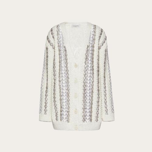  VALENTINO华伦天奴 22年秋冬 女士 针织衫 CARDIGAN BRODé EN LAINE ET LUREX XB3KA03H6V1U48