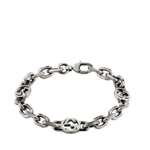 GUCCI/古驰 925银镀钯饰面GG图案手链620798J84000811