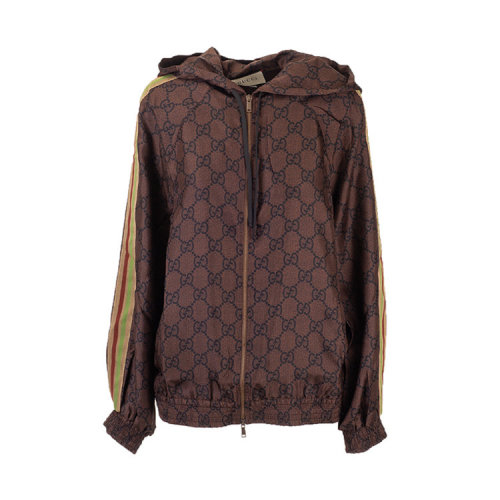 GUCCI/古驰 古琦女装 经典双G印花 红绿条纹 女士时尚百搭连帽夹克 631880 XJCL5 2138