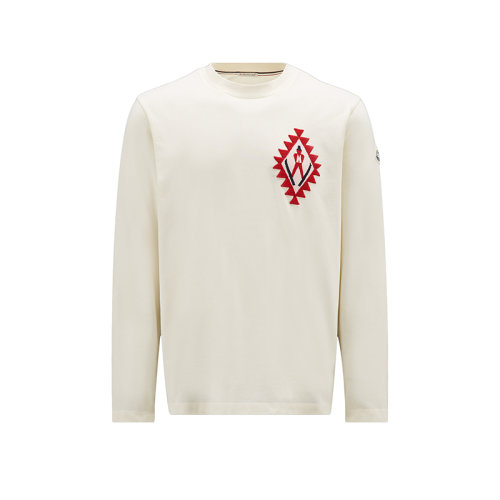 Moncler/蒙克莱 22年秋冬新款 男士冰咖啡色纯棉刺绣贴片长袖T恤H20918C000148390T02B
