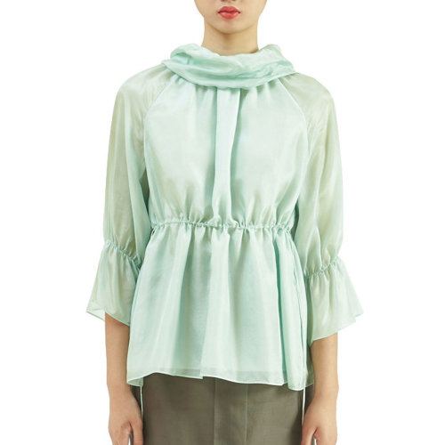 nisiss/怡夕真丝洋纺伸缩领抽绳束腰上衣女装定制N181AF0671