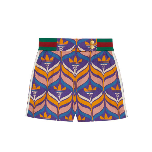 GUCCI/古驰 22年秋冬新款 adidas联名系列 女士多色纯棉老花图案短裤?703006ZAJS57694