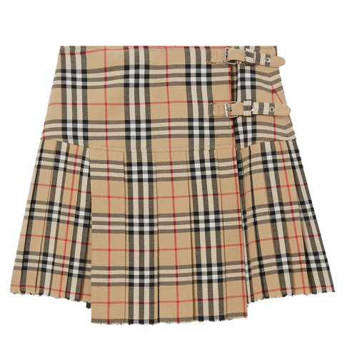 BURBERRY/博柏利  女士米色复古格纹羊毛苏格兰短裙80258321