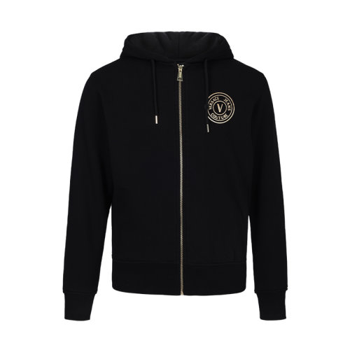VERSACE/范思哲男士休闲外套连帽时尚男上衣黑色LOGO