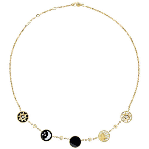 DIOR/迪奥 ROSE DES VENTS 和 ROSE CéLESTE 18K金黄金镶嵌黑玛瑙白色贝母和钻石 星月项链JSAM95010_0000