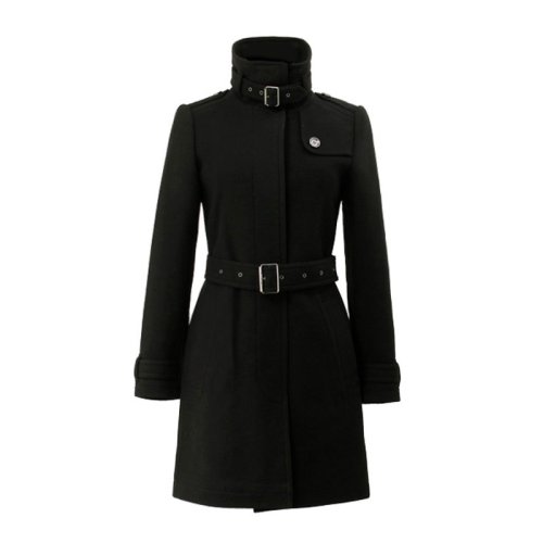 Burberry 巴宝莉 女士黑色羊绒防风束带长款大衣外套