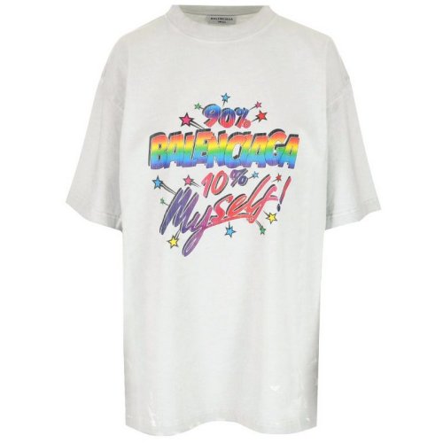  Balenciaga/巴黎世家 女士白色棉质短袖T恤 641655-TMVH3-9012 PLFSX