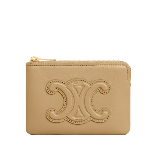CELINE/赛琳 22新款 女士橄榄色光滑牛皮革拉链锁闭零钱卡片包10C663DR8.31OV
