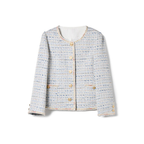 GeleiStory/GeleiStory 春装外套女新款亮丝粉色气质通勤名媛休闲圆领短外套  女装＞女士外套＞女士夹克