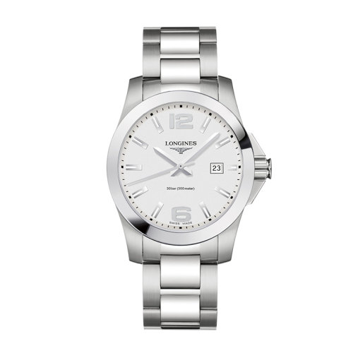 LONGINES/浪琴 康卡斯系列 石英表钢链银“太阳”表盘男表41毫米L3.759.4.76.6