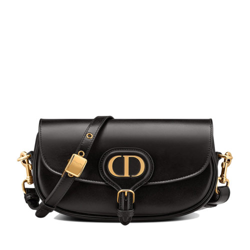 预定一个月 DIOR/迪奥  BOBBY EAST-WEST系列 女士黑色光面小牛皮翻盖斜挎单肩手拿包M9327UMOL_M900