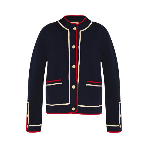 GUCCI/古驰 女士蓝色棉质混纺桑蚕丝针织衫开衫 658362-XKBSK-4496