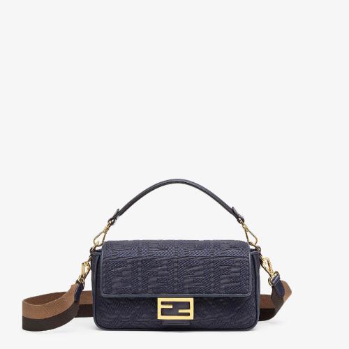  FENDI芬迪 22年春夏 女士 单肩包 深蓝色FF帆布手袋 8BR600AC9OF19PO