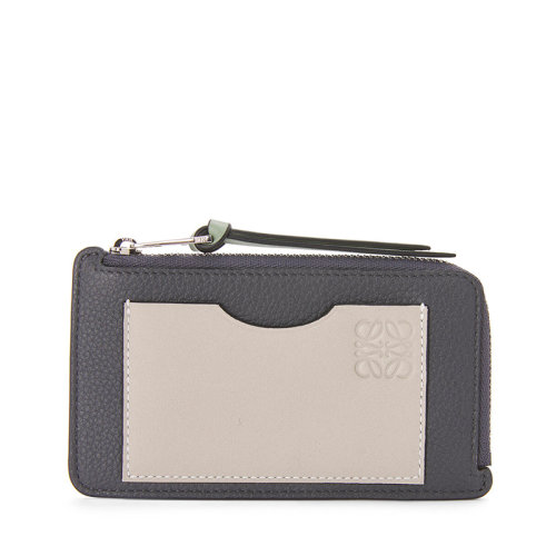 LOEWE/罗意威  女士无烟煤色/幽灵色柔软粒面小牛皮徽标卡包0010593580