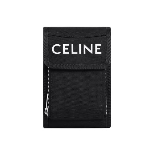 CELINE/赛琳 22秋冬新款 男士黑色印花尼龙磁扣拉链侧袋调节肩带肩背手提手机包10K032EIY.38SI