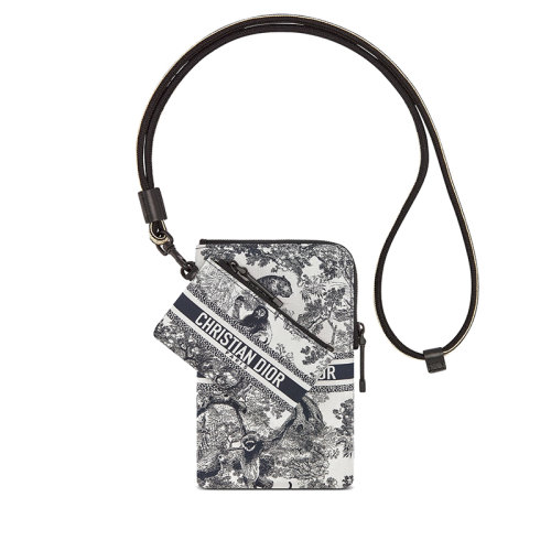 DIOR/迪奥  DIORTRAVEL系列 蓝色Toile de Jouy图案技术面料多功能拉链手拿包S5494SNTJ_M808