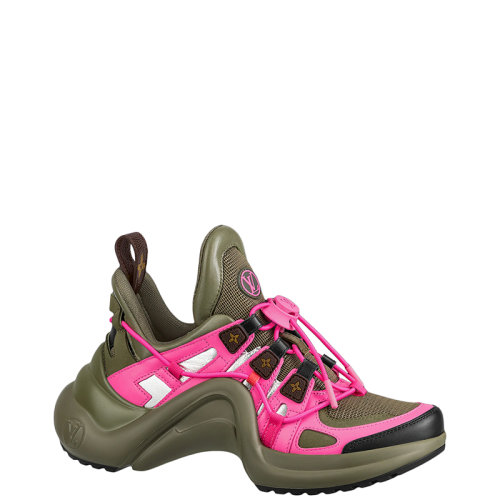 Louis Vuitton/路易威登 22年早春新款 LV ARCHLIGHT系列 女士卡其绿色小牛皮拼科技网眼布运动鞋1A9RTT