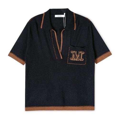  MaxMara/麦丝玛拉 女士海军蓝棉质短袖polo衫 13660419-600-013 PLFSX