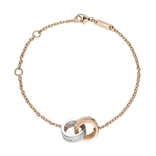 Chopard/萧邦  CHOPARDISSIMO系列 18k金白金玫瑰金双环手链859099-9202