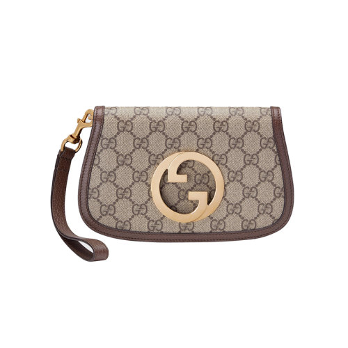 GUCCI/古驰 23春夏新款 Blondie系列 男士迷你米色/乌木色帆布金色饰面圆形GG细节拆卸肩带单肩包698630K9GSG8358