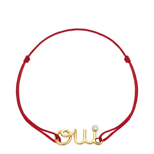DIOR/迪奥 OUI  18K金黄金镶嵌钻石红绳链接镂空字母手链JOUI95021_0000