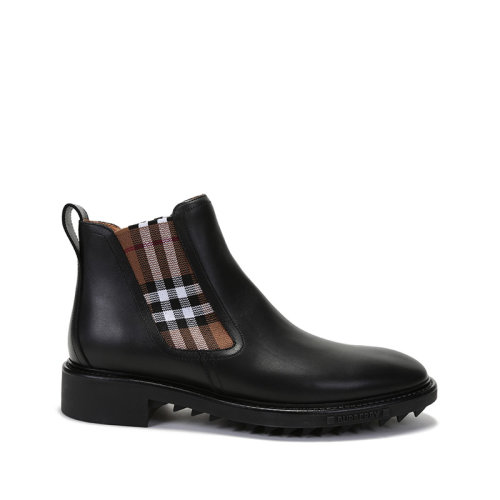 BURBERRY/博柏利 男款牛皮/织物/橡胶杏仁形靴头靴子短靴切尔西靴Vintage格纹 80452441