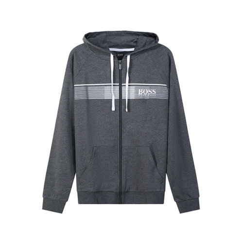 HUGO BOSS/雨果博斯【22春夏新款】男士棉质连帽拉链卫衣开衫运动衫外套 50464887