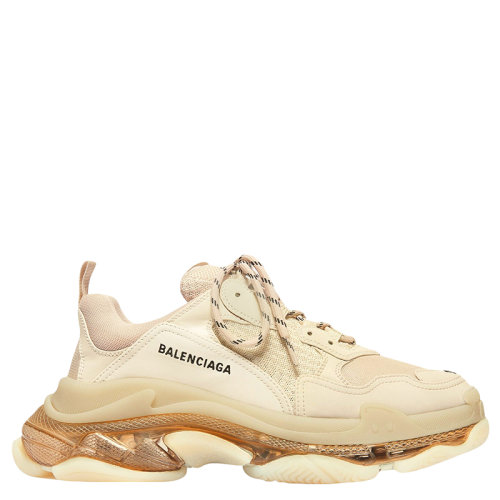 Balenciaga/巴黎世家      Triple S Clear Sole系列 女士浅褐色双层泡沫和网布运动鞋544351W2GA19100
