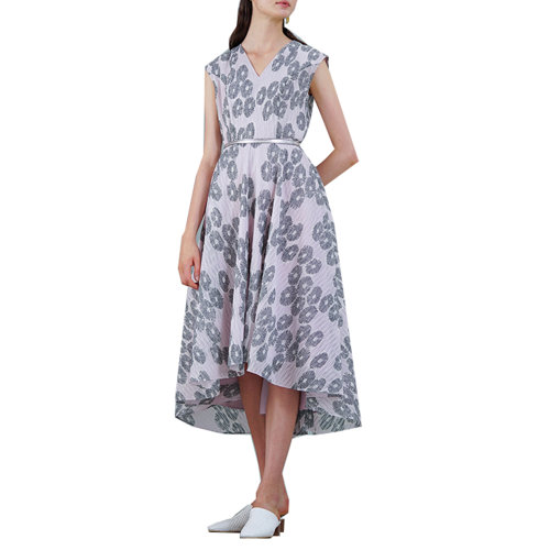 HUI/卉 女士连衣裙20春季新款印花色连衣裙无袖圆领设计中长裙