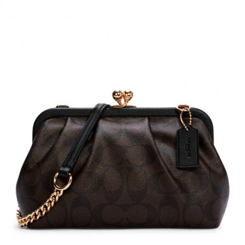 COACH/蔻驰Nora Kisslock系列女士拼色涂层帆布配皮经典双C字母徽标装饰单肩包斜挎包女包 C2876IMSDJ