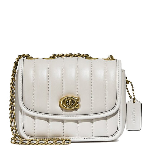 COACH/蔻驰 Madison系列16女士粉笔白色绗缝皮革经典金属C字母徽标装饰旋锁开合单肩包斜挎包链条包女包 4870B4HA