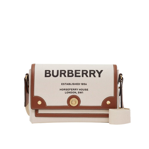 BURBERRY/博柏利     Horseferry印花浅咖啡色帆布便笺斜挎包单肩包80302491