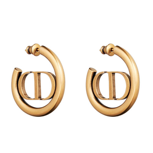 DIOR/迪奥 30 MONTAIGNE 女士金色金属复古环形耳环 E1285MTGMT_D907