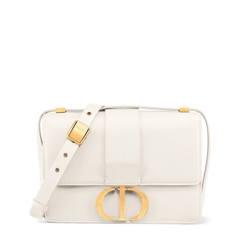 DIOR/迪奥 经典款30 MONTAIGNE系列 女士奶白色光面牛皮革金扣斜挎单肩蒙田包M9203UMOS_M941