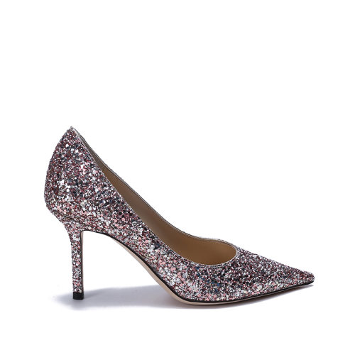 Jimmy Choo/周仰杰【22年新款】女士粗粒闪粉面料尖头高跟鞋单鞋 LOVE 85 CGF