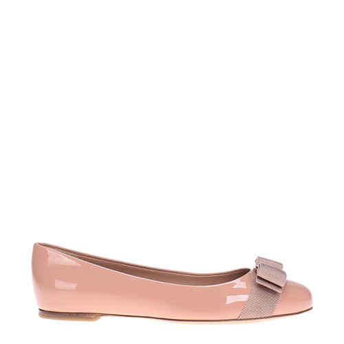 Salvatore Ferragamo/菲拉格慕 女士VARINA系列牛皮革蝴蝶结平底鞋 0676235